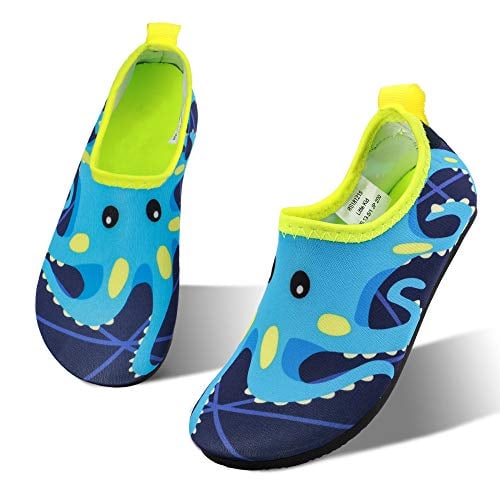 Book Cover okilol Water Shoes for Boys & Kids Toddlers Non-Slip Quick Dry Beach Swim Pool Aqua Park Socks Navy/Octopus 9-10 M US Toddler