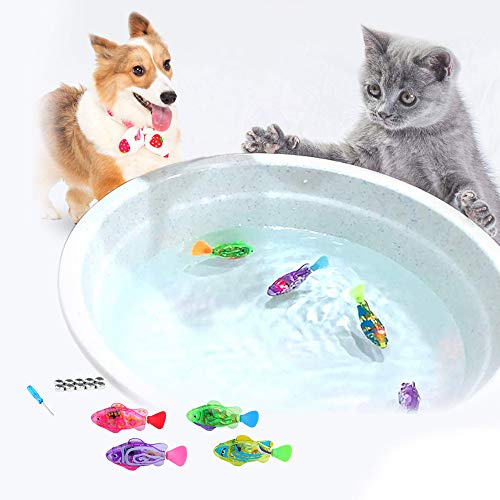 Book Cover WoLover Interactive Swimming Robot Fish Toy for Cat and Dog with LED Light, Swimming Toy to Stimulate Your Pet's Hunter Instincts, Activated in Water Magical Electric Toy - 4 PCS