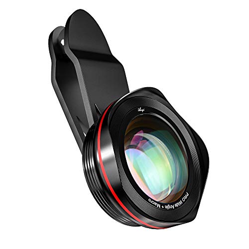 Book Cover Phone Camera Lens Kit, 2 in 1 15X Macro and 0.45X Wide Angle Camera Lens Kit with Travel Case, Clip on Cell Phone Camera Lens Compatible with iPhone, Samsung, Pixel