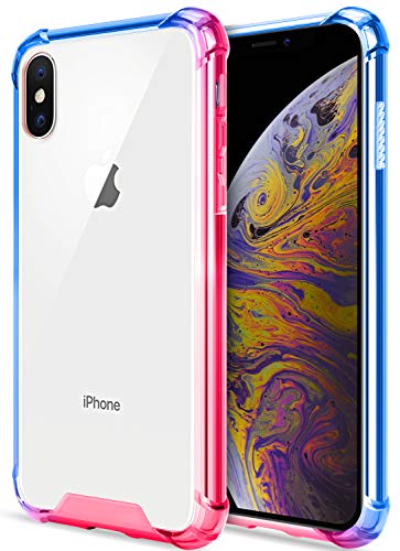 Book Cover Salawat for iPhone Xs Max Case, Clear iPhone Xs Max Case Cute Shock Absorption TPU Bumper Phone Case Cover Slim Anti Scratch Hard PC Back Protective Case for iPhone Xs Max 6.5inch 2018 (Blue Pink)