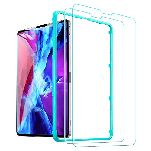 Book Cover ESR (2-Pack) Glass Screen Protector for iPad Pro 12.9'' (2020/2018) [Face ID Compatible] [Easy Installation Frame] 9H-Hard HD Clear Tempered-Glass Screen Protector for the iPad Pro 12.9-Inch 2020