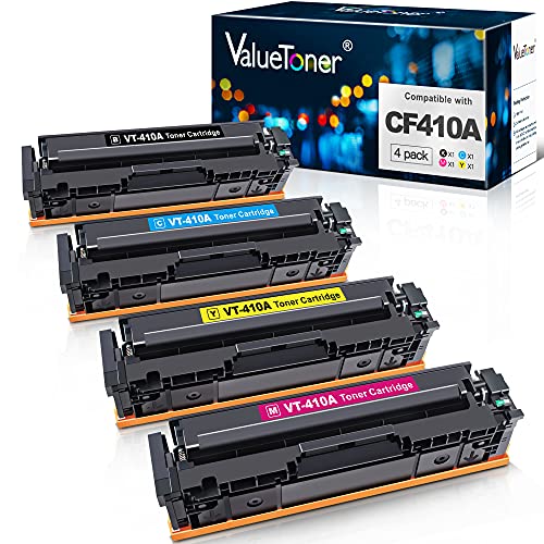Book Cover Valuetoner Compatible Toner Cartridge Replacement for HP 410A CF410A CF411A CF412A CF413A to use with Color Laserjet Pro MFP-M477fdw-M477fdn M477fnw-M452dn-M452nw M452dw M477 M452 Printer (4-Pack)