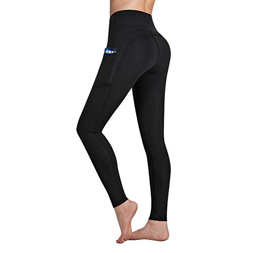 Book Cover Occffy High Waist Yoga Pants for Women with Pockets Tummy Control Leggings Workout Running Tights DS166 (Black, Small)
