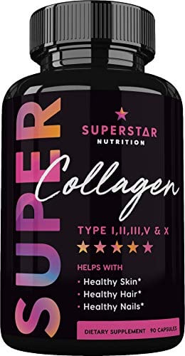 Book Cover Collagen Capsules for Women (Type I, II, III, V, X) – Collagen Peptides Pills for Healthy Hair, Skin, Nails, Anti-Aging and Bones - Collageno Capsules for Women - 90 Multi Collagen Supplements 1500mg
