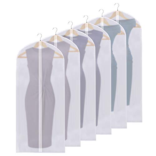 Book Cover White Breathable Dust Cover Hanging Garment Bag Clear Lightweight Suit Bags Dust-Proof with Full Zipper for Clothes Storage Closet (Set of 6) (24