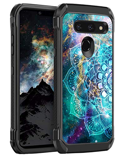 Book Cover BENTOBEN Case for LG G8 ThinQ/LG G8, Shockproof Glow in The Dark Luminous 2 in 1 Hard PC Soft TPU Bumper Non-Slip Protective Phone Case Cover for LG G8 Thin Q/LG G8 2019 Release, Mandala in Galaxy