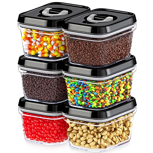 Book Cover DWËLLZA KITCHEN Airtight Food Storage Containers with Lids – 6 Pieces All Same Size - Pantry Container for Spices, Candy, Nuts, Coffee and Tea, Clear Plastic BPA-Free, Keeps Food Fresh & Dry