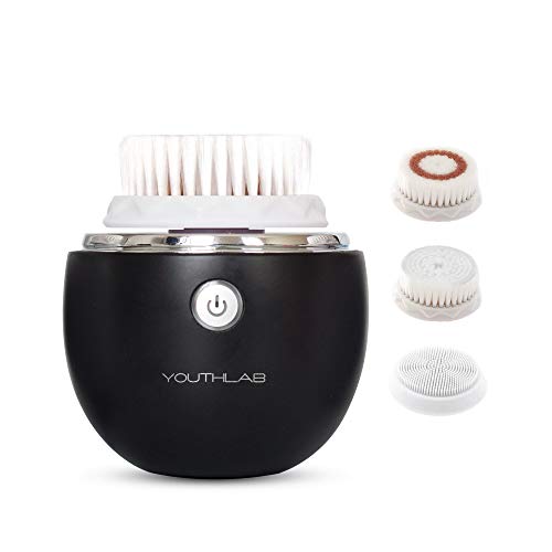 Book Cover YOUTHLAB Pure Radiance Sonic Facial Cleansing Brush, Vibrating, Electric, 3 Modes, 3 Brush Heads (2 Bristle,1 Silicone)