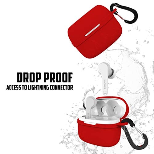 Book Cover Silicone Shock Proof Protective Carrying Case for Anker Liberty Air True-Wireless Earphones Cover | One Comes with Keychain for Anker Liberty Air True-Wireless Earphones Cover Accessories (Red)