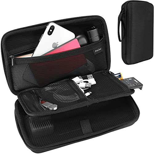 Book Cover ProCase Hard Travel Tech Organizer Case Bag for Electronics Accessories Charger Cord Portable External Hard Drive USB Cables Power Bank SD Memory Cards Earphone Flash Drive -Black