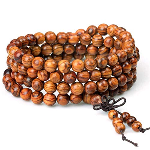 Book Cover wintefei Women Men 8mm Wooden Bead Buddhist Prayer Mala Necklace Bracelet Gift Jewelry