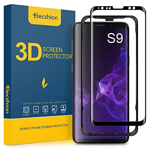 Book Cover Galaxy S9 Screen Protector Glass, Elecshion 3D Curved Tempered Glass Dot Matrix Screen Protector for Samsung S9 with Easy Installation Tray (Case Friendly)