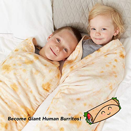 Book Cover Burrito Tortilla Blanket - Burritos Wrap Throw Blanket - Soft and Plush Novelty Blanket - Double Sided Burrito Print - Funny Kids and Adults Food Blanket - (60 inches)