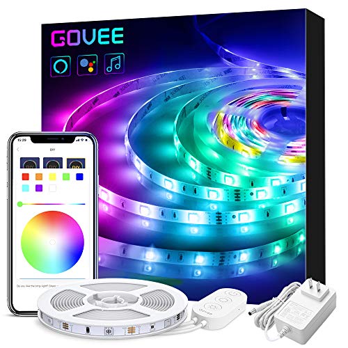 Book Cover Smart LED Strip Lights Works with Alexa, Govee APP Control 16.4ft WiFi Light Strip, Music Sync 16 Million Colors RGB LED Lights for Room, Home, Kitchen, TV, Party, Halloween, Christmas, Waterproof