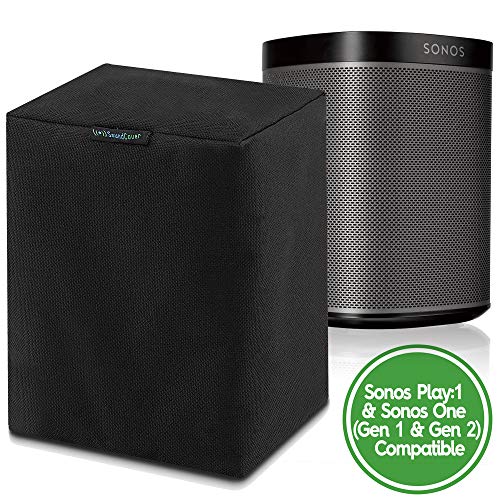 Book Cover Single (1) Black Sonos Speaker Cover for Water Dust and Sun Protection Covers for Sonos Play:1 and Sonos One - Will fit on Mounted Speakers