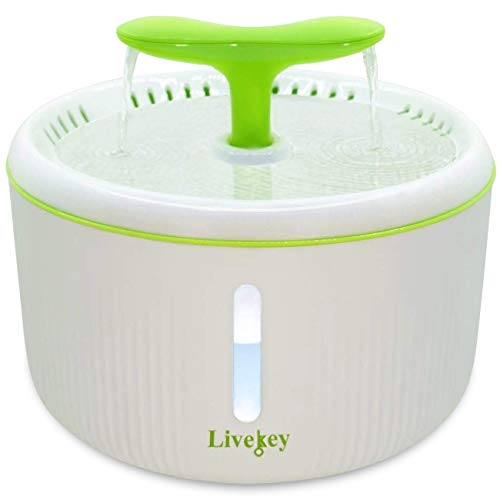 Book Cover LIVEKEY Cat Water Fountain, 2L Automatic Pet Water Fountain Dog Water Dispenser with Water Level Window and 3 Filters, for Cats, and Small to Medium Dogs (Intelligent Cat Fountain)
