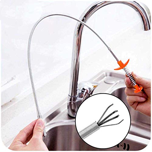 Book Cover [25 Inch] Drain Snake Hair Drain Clog Remover, Snake Hair Drain Clog Remover Cleaning Tool Pipe Dredging Tools Household Hair Cleaner for Kitchen Sink, Bathroom Tub, Toilet