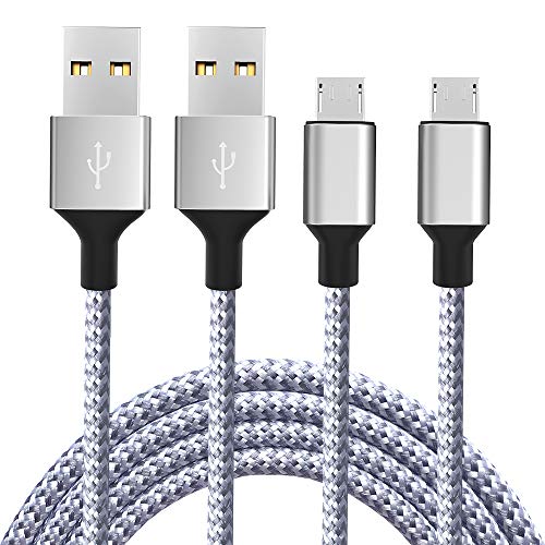 Book Cover Micro USB Cable, 6 Feet Extra Long Nylon Braided High Speed Durable Android Charger Cable, Fast Charger Cord, for Samsung Galaxy S7 Edge S6 S5, Note 5 4,LG G4 Stylo 3, PS4, Camera, MP3-2 Pack