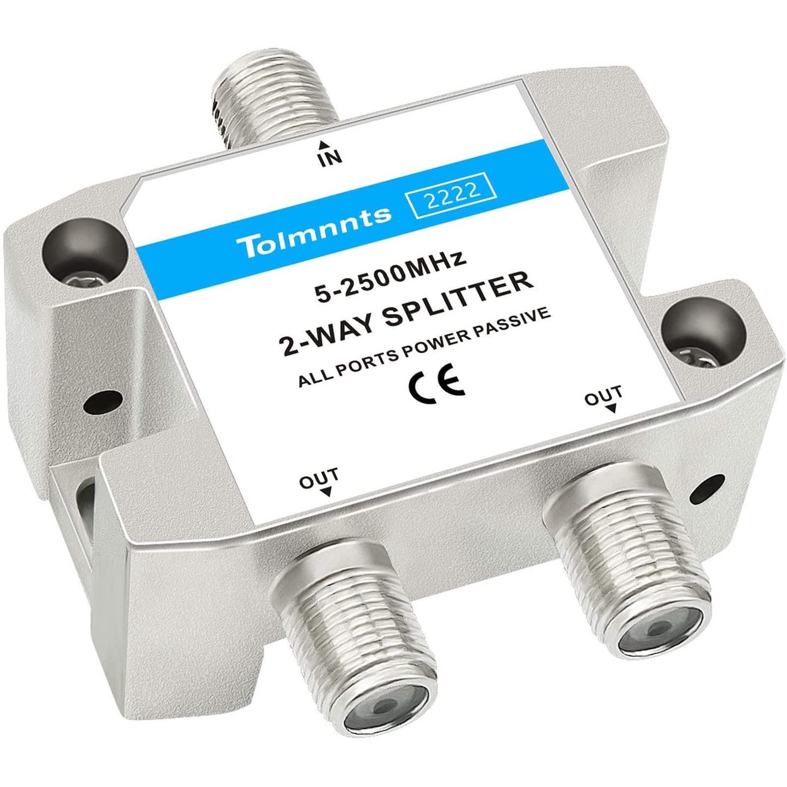 Book Cover Tolmnnts 2 Way Coaxial Cable Splitter 2.5GHZ 5-2500MHz, RG6 Compatible, Nickel Plated, Cable Splitter Work with CATV, Satellite TV,Antenna System and MoCA Configurations (2 Way)