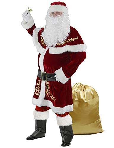 Book Cover Halfjuly Men’s Santa Costume Set Christmas 12pcs Deluxe Velvet Adult Santa Claus Suit XXL