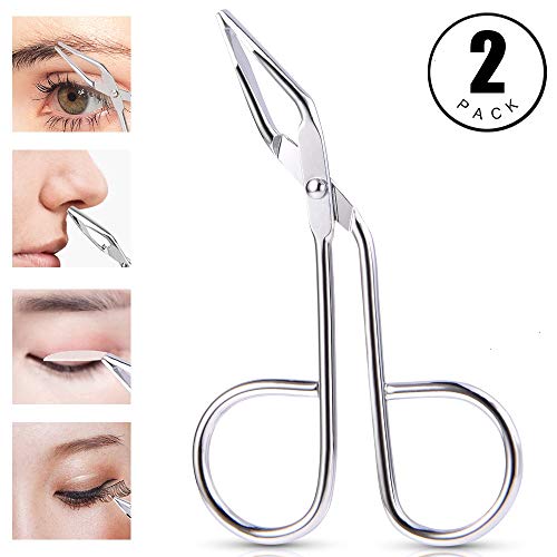 Book Cover Koicaxy Tweezers for Eyebrows, Scissors Tweezers for Nose Hair,Stainless Steel Scissors Shaped with Slant Tip Straight Tip Hair gripping Eyebrow & Ingrown Hair Remover for Girl Women Men (B)