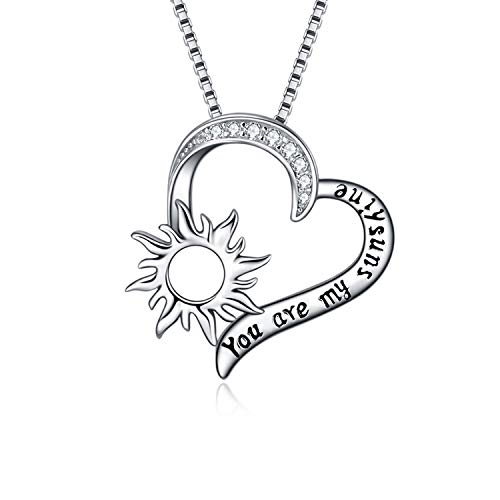 Book Cover LUHE Sunflower Pendant Necklace for Women Girls Sterling Silver Sun Flower Necklace Engraved You are My Sunshine (Sunflower Necklace)