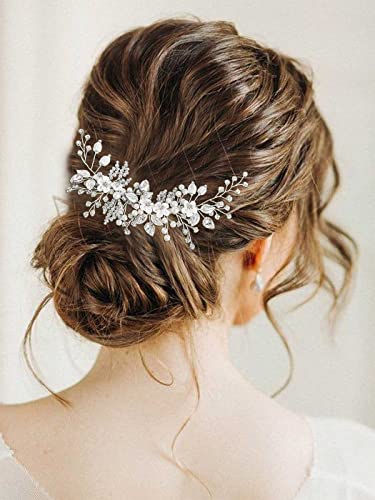 Book Cover Catery Flower Bridal Hair Vine Silver Crystal Pearl Bride Wedding Headpieces Leaf Hair Accessories for Women and Girls