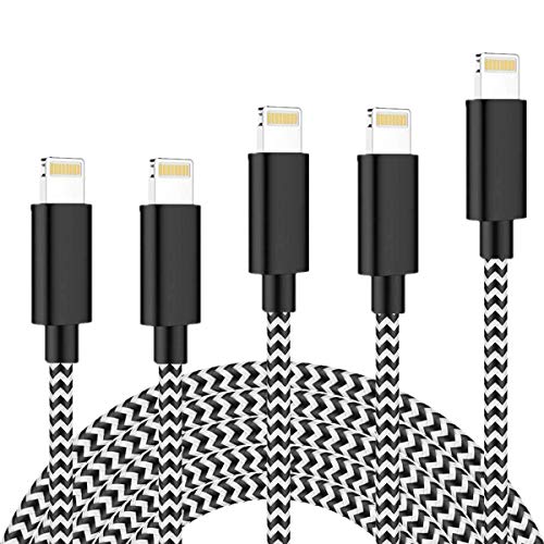 Book Cover SHARLLEN iPhone Charger Cable MFi Certified Lightning Cable 5Pack 3FT/6FT/10FT iPhone Data Cable Long Nylon Braided Fast USB Charging Cord Compatible iPhone XS/MAX/XR/X/8/7/6/iPad/iPod Black&White