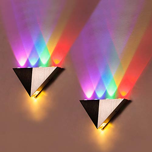 Book Cover Modern Wall Sconce Triangle 5W, Set of 2 LED Multi-Colored Wall Lamp, Up Down Spot Light, Aluminum Material Wall Mounted Wall Lights