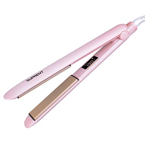 Book Cover SUPRENT Titanium Hair Straighteners, Flat Iron Straighteners with Negative Ions Technology, Worldwide 100-240V Dual Voltage, 5-level Adjustable Temperature, 1 Inch, Pink