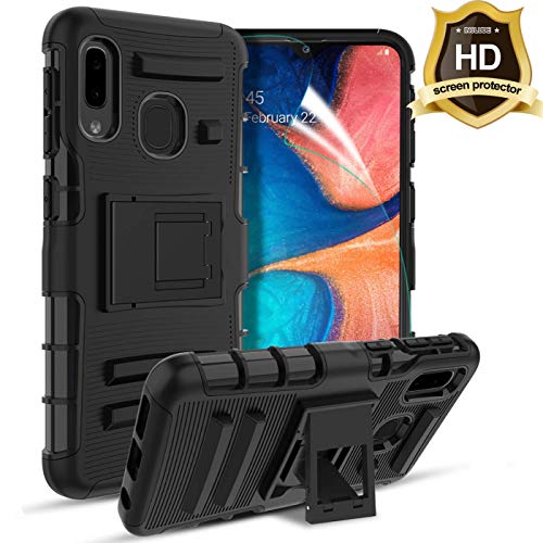 Book Cover TGOOD for Samsung Galaxy A10e Case,Galaxy A10e/Samsung Galaxy A20e Case [Built-in Kickstand] with HD Screen Protector[2 PCs] Heavy Duty Shockproof Full-Body Protective Case,Black