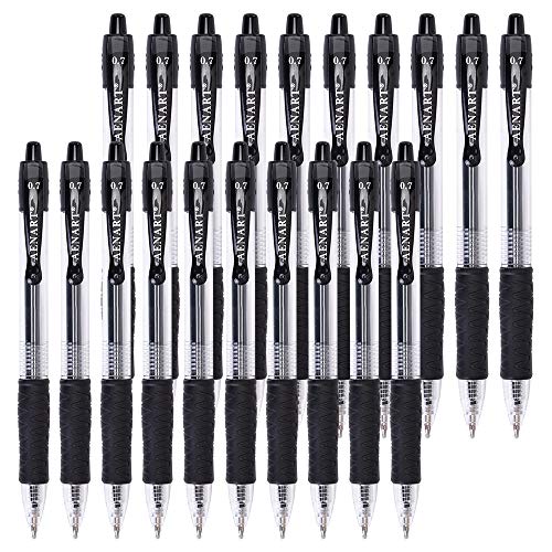 Book Cover Gel Pens, Black Gel Pen Fine Point, Retractable Gel Ink Rollerball Pens with Premium Ink & Comfort Grip for Smooth Writing (0.7mm, 20 Pack)