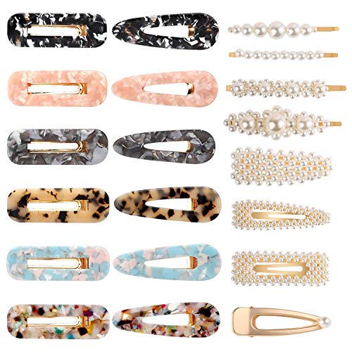 Book Cover 20Pcs Pearl Hair Clips Cute Acrylic Resin Hair Barrettes for Women Girls,Fashion Geometric Alligator Hair Pins Accessories for Valentines Day Birthday Wedding Party Headwear Styling Tools