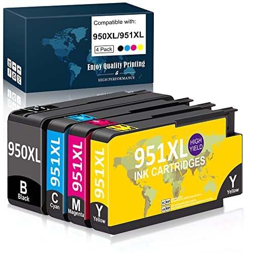 Book Cover Compatible Ink Cartridge Replacement for HP 950XL 951XL 950 951 Ink Cartridge Works with HP OfficeJet Pro 8600 8610 8620 8100 8630 8660 8640 8615 8625 276DW 251DW 271DW
