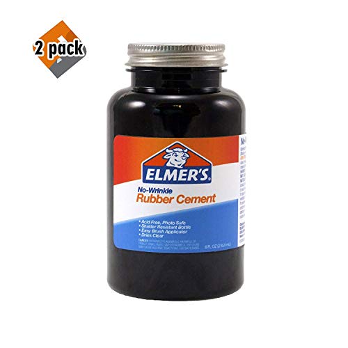 Book Cover Elmer's Rubber Cement, No-Wrinkle, 8 Ounces 2 Pack