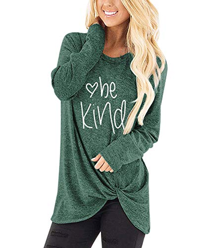 Book Cover AELSON Women's Faith Printed Tees Tops Long Sleeve Twist Knot Side T Shirt Casual Fit Blouse Tops