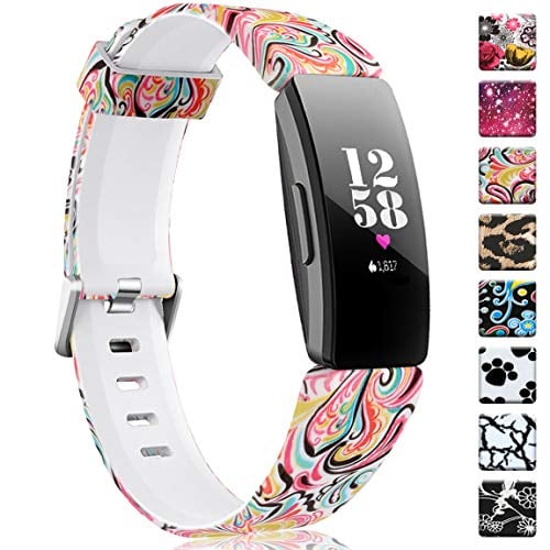 Book Cover Maledan Bands Compatible with Fitbit Inspire HR/Inspire/Ace 2, Fadeless Pattern Printed Strap Replacement Band for Inspire HR and Fitbit Ace 2, Paisley, Small