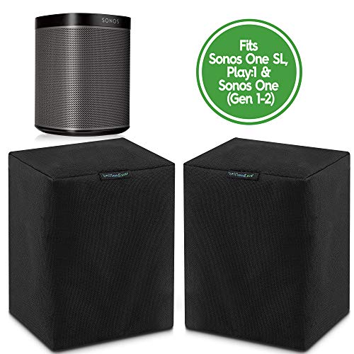 Book Cover Two Black Heavy Duty Outdoor Sonos Speaker Covers - Protection for Your Sonos Play:1, Sonos One & Sonos One SL Speakers - Fits Wall Mounted Speakers
