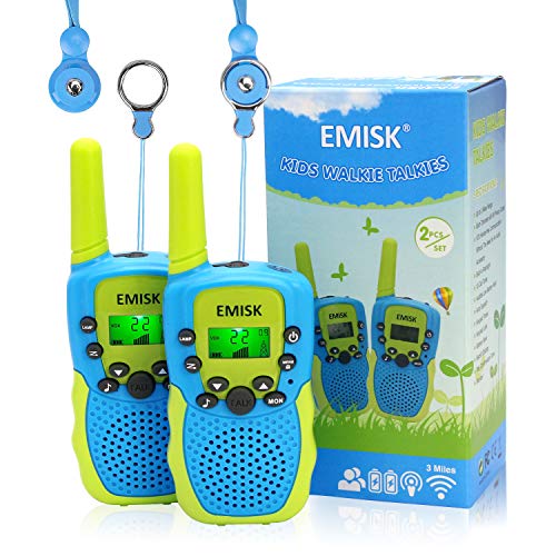 Book Cover EMISK Toys for 3-12 Years Boys Girls, Walkie Talkies for Kids 22 Channels 2 Way Radios with Flashlight, Teen Boy Girl Birthday Gifts Kids Walkie Talkies for Outdoor Adventures, Camping - 2 Pack