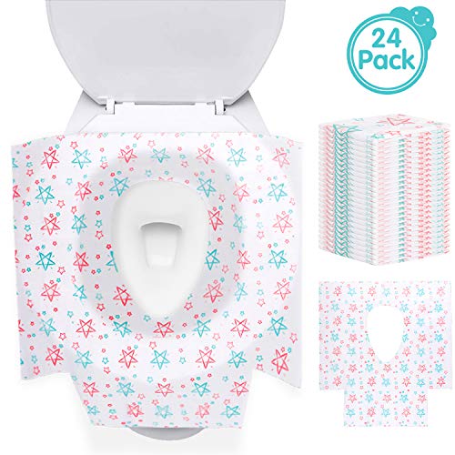 Book Cover Disposable Toilet Seat Covers,24 Pack Potty Seat Covers,Extra Large Waterproof Individually Wrapped Toilet Seat Cover for Potty Training Travel Home Use for Kids Toddlers Adults