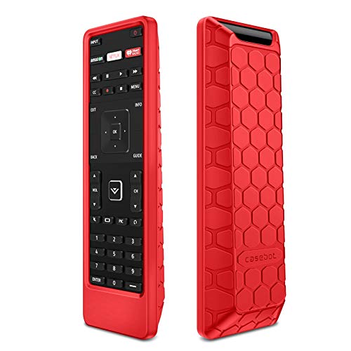 Book Cover Fintie Remote Case for Vizio XRT122 Smart TV Remote, Casebot (Honey Comb) Lightweight Anti-Slip Shockproof Silicone Cover for Vizio XRT122 LCD LED TV Remote Controller, Red