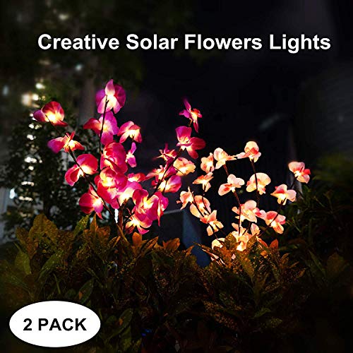 Book Cover Outdoor Solar Garden Decorative Lights,Bright LED Solar Powered Landscape Fairy Lights, IP65 Waterproof Flickering Big Flowers for Pathway Patio Yard Deck Walkway holiday Christmas Decoration