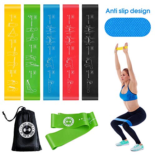 Book Cover UMODE Non-Slip Resistance Loop Bands with Exercise Guide Printed on Mini Workout Bands to Tone Legs Butt Core and Arms Pilates Yoga Fitness Physical Therapy Rehabilitation