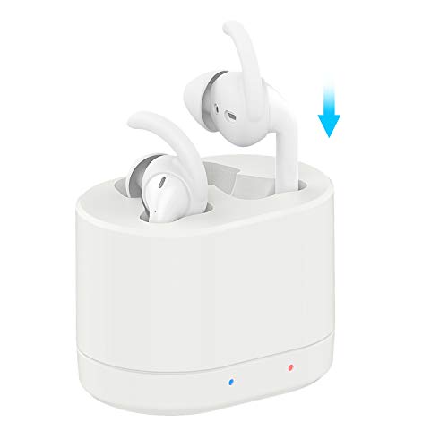 Book Cover Charging Dock Station for AirPods with Ear Hooks, MOFAD Fastest Charger Base Charging Stand Station Adapter Holder Compatible with Apple AirPods 1 & 2 with Silicone Earbuds Covers Earplugs