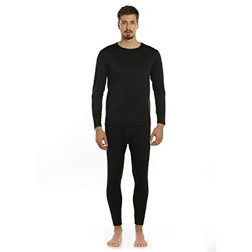 Book Cover Men's Thermal Underwear Ultra Soft Lined Long Johns Top & Bottom Winter Skiing Warm Set for Men (Black,Large)