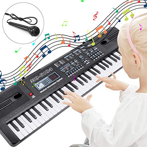 Book Cover RenFox Electronic Keyboard Piano 61-Key Portable Keyboard Piano with Microphone&USB Cable Toy for Kids Boys Girls
