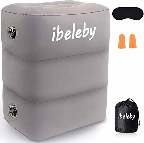 Book Cover iBeleby Airplane Foot Rest, Inflatable Travel Pillow for Kids to Sleep, Adjustable Height Leg Rest Pillow in Office & Home, Toddlers Travel Bed Box, Travel Accessories for Long Flight, Car