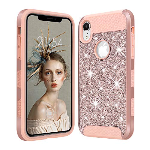 Book Cover Vquand for iPhone XR Case, Compatible for Apple iPhone XR Cover 6.1 inch, Shockproof Dual Layer TPU+PC Case Hybrid Material Glitter Cool Design Full Body Protective Case for iPhone XR