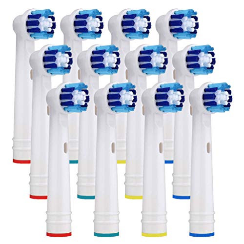 Book Cover Pack of 12 Replacement Brush Heads with 4 Hygienic Caps, Precision Clean Toothbrush Heads, Soft and Flexible Bristles, Compatible with Braun Oral B for Vitality Pro Smart Genius Electric toothbrushes