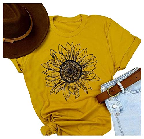 Book Cover Sunflower Shirts for Women Cute Graphic Tee Shirts Letter Print Funny Tee Shirts Top
